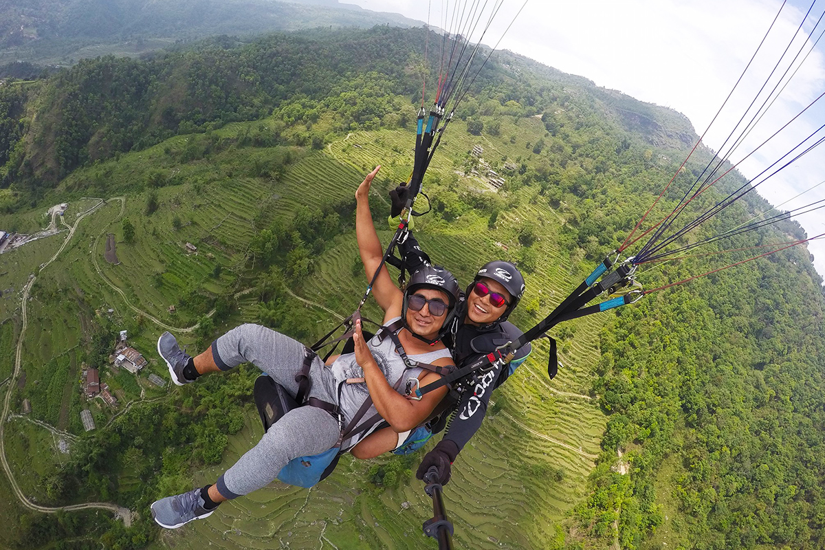 Tourist enjoying Paragliding in Pokhara | Footprint Adventure